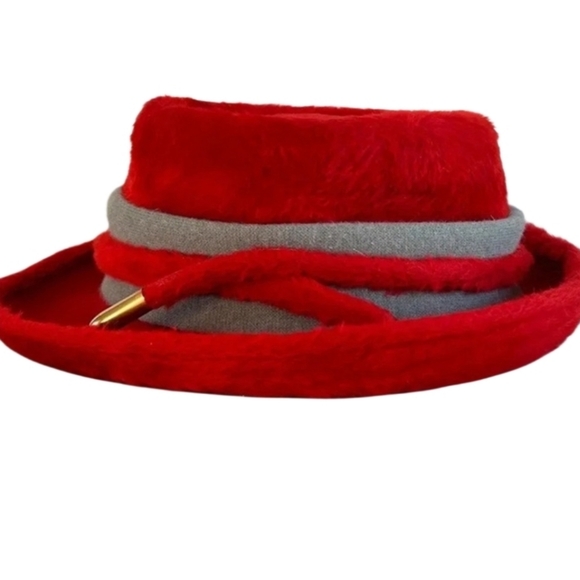 MR JOHN New York Paris Vintage Red Italian Fur Felt Hat Classic 1950s Hollywood - Picture 5 of 10